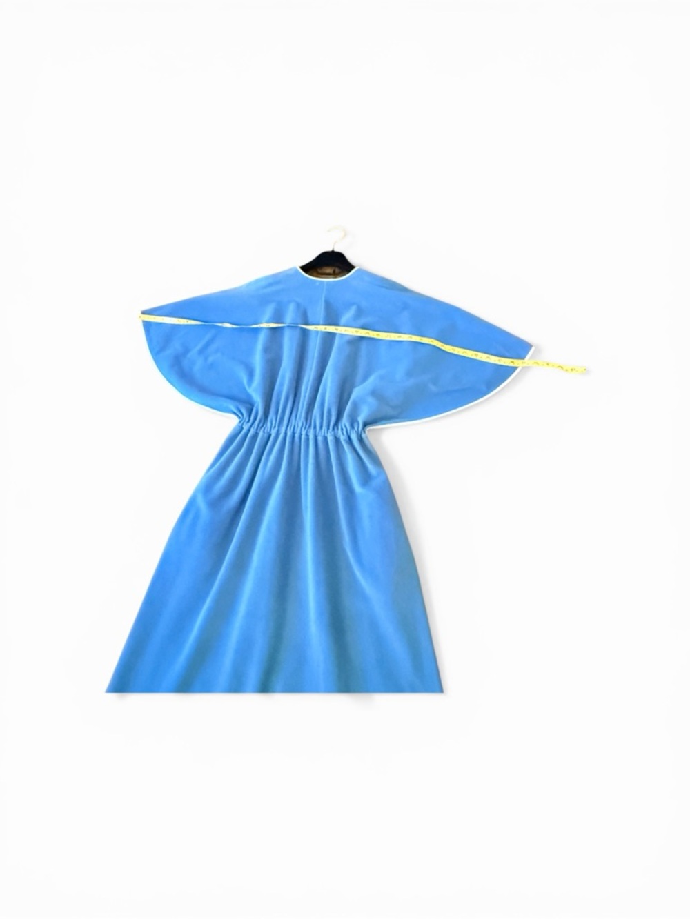 1970’s Vanity Fair Periwinkle Blue Maxi House Coat with Butterfly Sleeves - Picture 10 of 17